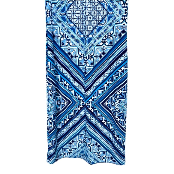 WHBM Reversible Scarf Print Sheath Dress Midi Navy Petrol Blue Size S - Picture 9 of 16